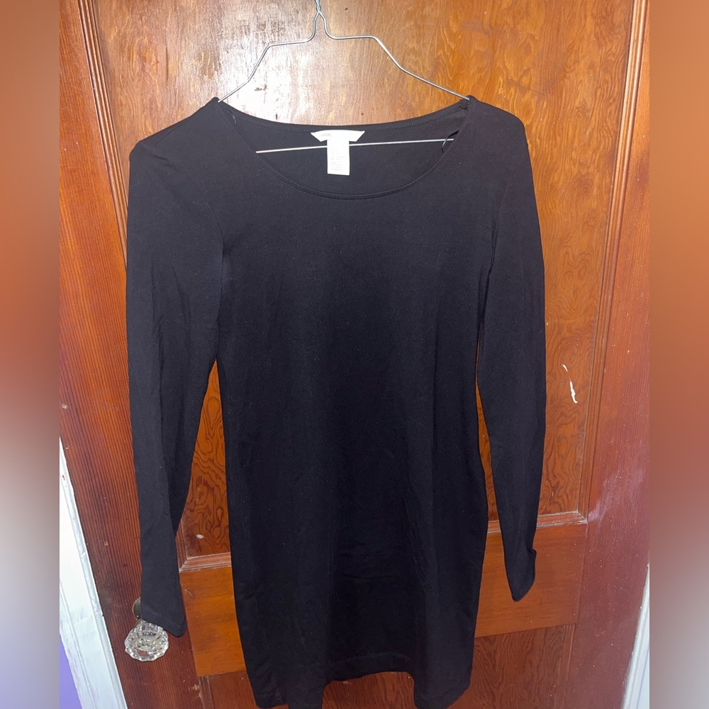 H&M Basic Shirt Dress black long sleeve